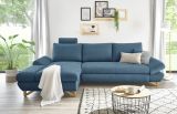 Ecksofa Skalm in blau Struktur-Stoff Wohnzimmer Sofa
