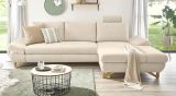 Ecksofa Skalm in creme Velours Wohnzimmer Sofa