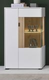 Vitrine Merced in wei matt und Evoke Eiche Wohn- und Esszimmer Highboard 75 x 125 cm