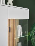 Vitrine Merced in wei matt und Evoke Eiche Wohn- und Esszimmer Highboard 75 x 125 cm