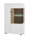 Vitrine Merced in wei matt und Evoke Eiche Wohn- und Esszimmer Highboard 75 x 125 cm
