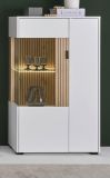 Vitrine Merced in wei matt und Evoke Eiche Wohn- und Esszimmer Highboard 75 x 125 cm