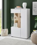 Vitrine Merced in wei matt und Evoke Eiche Wohn- und Esszimmer Highboard 75 x 125 cm