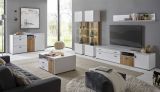 Vitrine Merced in wei matt und Evoke Eiche Wohn- und Esszimmer Highboard 75 x 125 cm