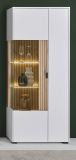 Vitrine Merced in wei matt und Evoke Eiche Wohn- und Esszimmer Vitrinenschrank 75 x 180 cm