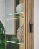Vitrine Merced in wei matt und Evoke Eiche Wohn- und Esszimmer Vitrinenschrank 75 x 180 cm