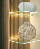 Vitrine Merced in wei matt und Evoke Eiche Wohn- und Esszimmer Vitrinenschrank 75 x 180 cm