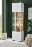 Vitrine Merced in wei matt und Evoke Eiche Wohn- und Esszimmer Vitrinenschrank 48 x 180 cm