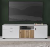 TV-Lowboard Merced in wei matt und Evoke Eiche TV Unterteil 150 x 44 cm