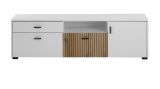 TV-Lowboard Merced in wei matt und Evoke Eiche TV Unterteil 150 x 44 cm