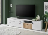 TV-Lowboard Merced in wei matt und Evoke Eiche TV Unterteil 200 x 44 cm