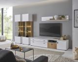 Wohnwand Merced in wei matt und Evoke Eiche Wohnkombination 4-teilig 316 x 180 cm