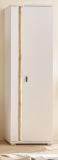 Stauraumschrank Bellport in wei matt und Wotan Eiche Mehrzweckschrank inklusive Frontbeleuchtung 55 x 200