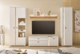 TV-Lowboard Bellport in wei matt und Wotan Eiche TV Unterschrank inkl. Beleuchtung 150 cm, Soft-Close