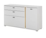 Sideboard Bellport in wei matt und Wotan Eiche Kommode inklusive Frontbeleuchtung 150 cm