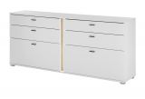 Sideboard Bellport in wei matt und Wotan Eiche Kommode inklusive Frontbeleuchtung 200 cm