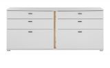 Sideboard Bellport in wei matt und Wotan Eiche Kommode inklusive Frontbeleuchtung 200 cm