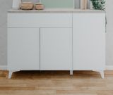 Sideboard Visby in wei und Sandstein Wohn- und Esszimmer Kommode 133 x 92 cm