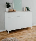 Sideboard Visby in wei und Sandstein Wohn- und Esszimmer Kommode 133 x 92 cm