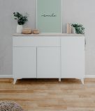 Sideboard Visby in wei und Sandstein Wohn- und Esszimmer Kommode 133 x 92 cm