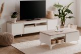 Sideboard Visby in wei und Sandstein Wohn- und Esszimmer Kommode 133 x 92 cm