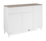Sideboard Visby in wei und Sandstein Wohn- und Esszimmer Kommode 133 x 92 cm