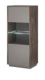 Vitrine Piano in Thermo Eiche und grau Vitrinenschrank mit Soft-Close 55 x 130 cm