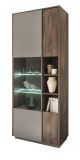 Vitrine Piano in Thermo Eiche und grau Vitrinenschrank mit Soft-Close 80 x 200 cm