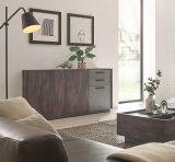 Sideboard Piano in Thermo Eiche und grau Kommode mit Soft-Close 152 x 80 cm