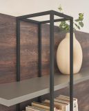 Wohnwand Piano in Thermo Eiche und grau Set 2-teilig mit XXL TV-Lowboard und Soft-Close