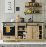 Kche Stove in Used Wood hell und anthrazit Kchenschrank Set 4-teilig 196 x 180 cm