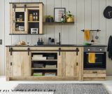 Kche Stove in Used Wood hell und anthrazit Kchenschrank Set 4-teilig 264 x 200 cm