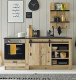 Kche Stove in Used Wood hell und anthrazit Kchenschrank Set 3-teilig 196 x 180 cm