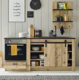 Kche Stove in Used Wood hell und anthrazit Kchenschrank Set 3-teilig 196 x 180 cm