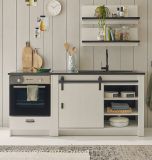 Kche Stove in wei Pinie und anthrazit Landhaus Kchenschrank Set 4-teilig 196 x 180 cm