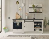 Kche Stove in wei Pinie und anthrazit Landhaus Kchenschrank Set 4-teilig 196 x 180 cm