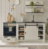 Kche Stove in wei Pinie und anthrazit Landhaus Kchenschrank Set 4-teilig 196 x 180 cm