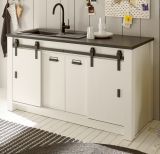 Kche Stove in wei Pinie und anthrazit Landhaus Kchenschrank Set 5-teilig 284 x 201 cm