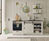 Kche Stove in wei Pinie und anthrazit Landhaus Kchenschrank Set 3-teilig 196 x 180 cm