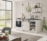 Kche Stove in wei Pinie und anthrazit Landhaus Kchenschrank Set 3-teilig 196 x 180 cm