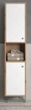 Badezimmer Hochschrank Touch in wei� matt Lack und Artisan Eiche Badschrank 36 x 191 cm