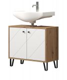 Waschbeckenunterschrank Touch in wei� matt Lack und Artisan Eiche Badschrank 69 x 61 cm