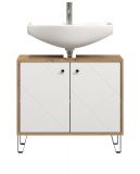 Waschbeckenunterschrank Touch in wei� matt Lack und Artisan Eiche Badschrank 69 x 61 cm