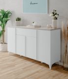 Sideboard Visby in wei und Sandstein Wohn- und Esszimmer Kommode 177 x 92 cm