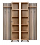 Kompaktgarderobe Madem in Artisan Eiche und Anthrazit mit 3D-Lamellen Garderobe mit Spiegel 80 x 190 cm