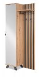 Kompaktgarderobe Madem in Artisan Eiche und Anthrazit mit 3D-Lamellen Garderobe mit Spiegel 80 x 190 cm