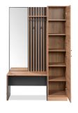 Kompaktgarderobe Madem in Artisan Eiche und Anthrazit mit 3D-Lamellen Garderobe mit Spiegel 122 x 190 cm