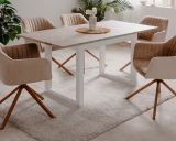 Esstisch Visby in wei und Sandstein Kchentisch ausziehbar 120 / 160 x 80 cm