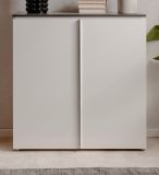 Kommode Briec in wei� Glanz und Matera grau Sideboard 89 cm