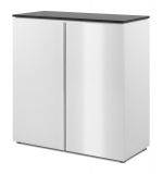 Kommode Briec in wei� Glanz und Matera grau Sideboard 89 cm
